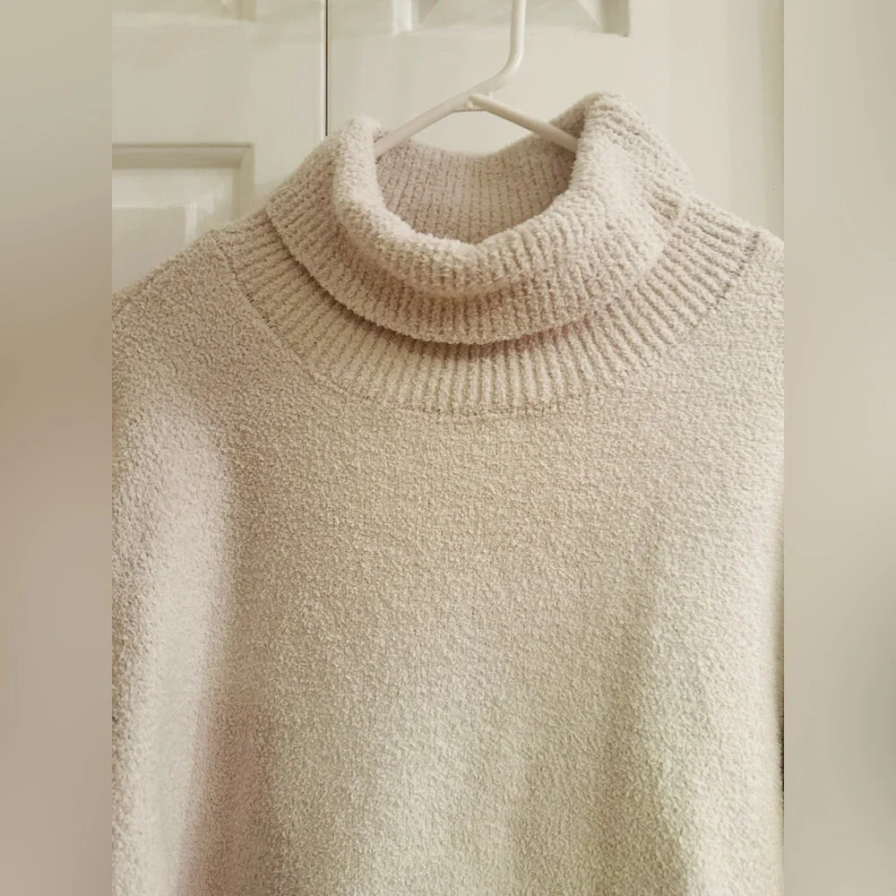 Merokeety Cozy Chunky Knit Turtleneck Sweater | Oversized Cream/Oatmeal - Size L - Picture 4 of 9